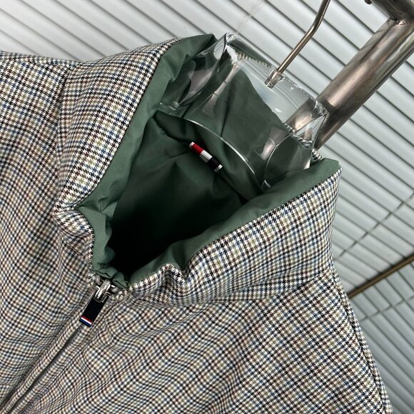 Thom Browne Reversible Quilted Houndstooth Down Jacket - Sage Green - Picture 3 of 9